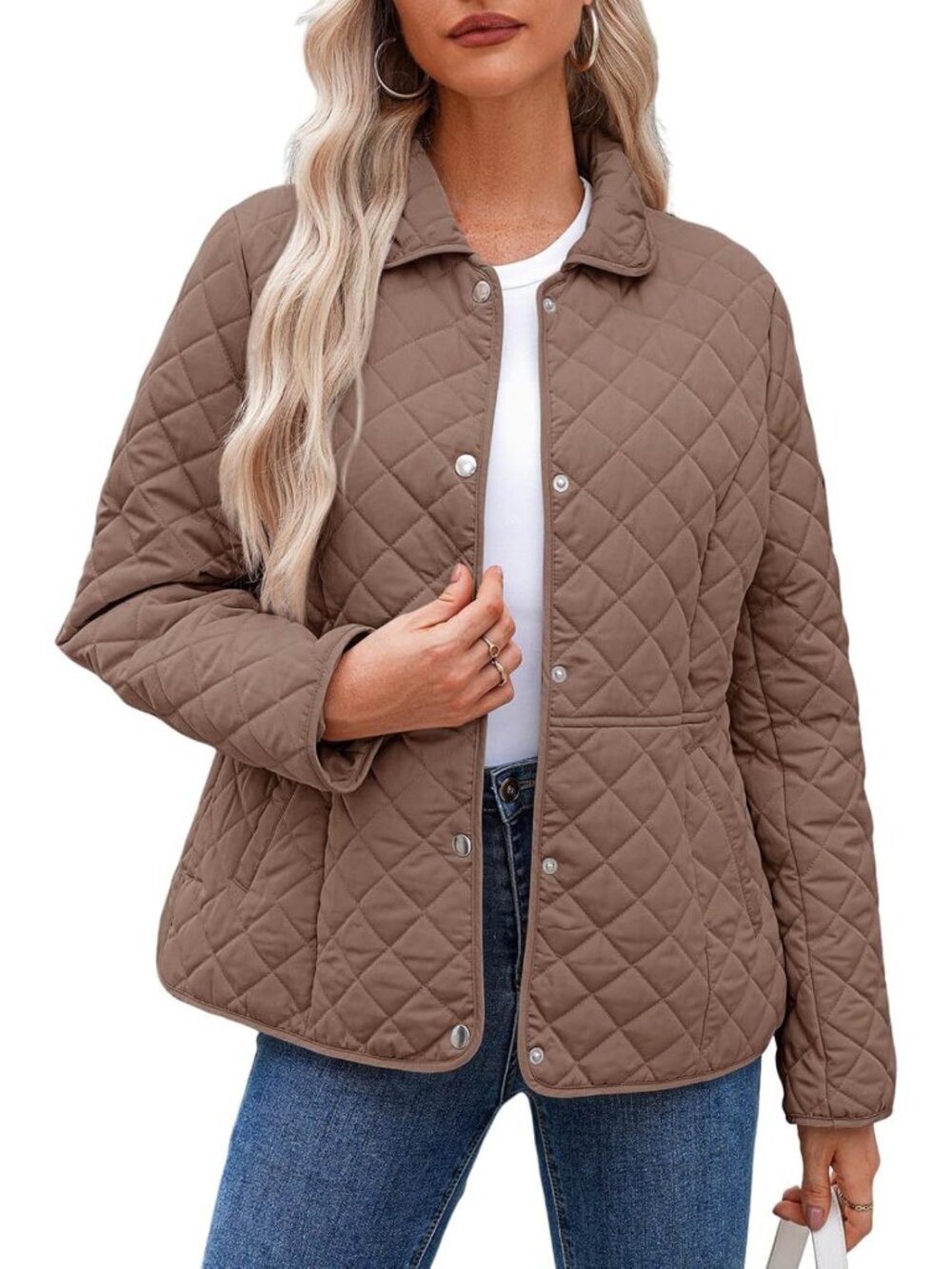 Cozy Women's Winter Puffer Jacket, Quilted Long Sleeve Coat with Pockets
